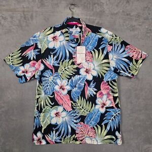 TOMMY BAHAMA SHORT SLEEVE MENS MEDIUM-ICED AQUA+KONKAN JUNGLE BLACK NWT